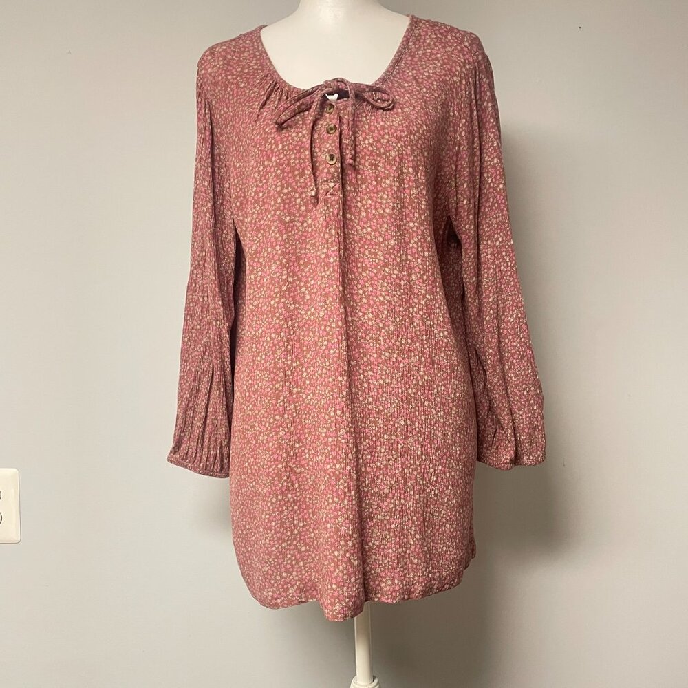 Sonoma Womens Large Cottagecore Floral Print Tunic Top Long Sleeves Flowy